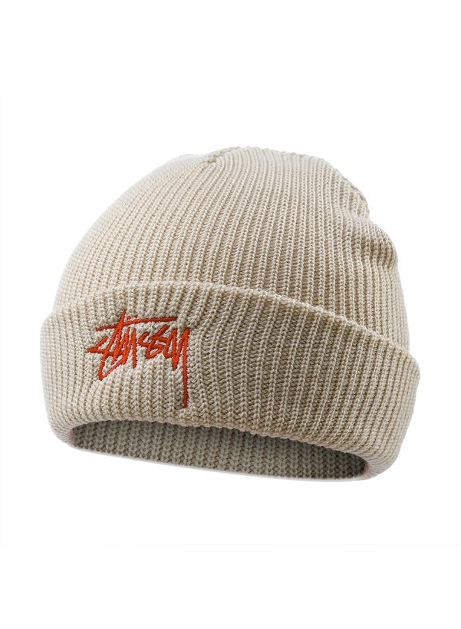 Stüssy Signature Logo Oatmeal Ribbed Knit Beanie – Streetwear Essential
